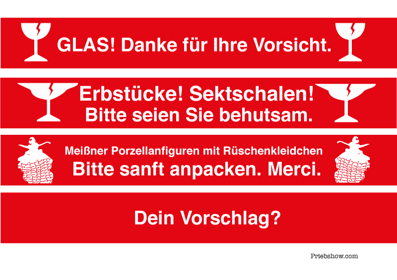Paketaufkleber Vorsicht Glas